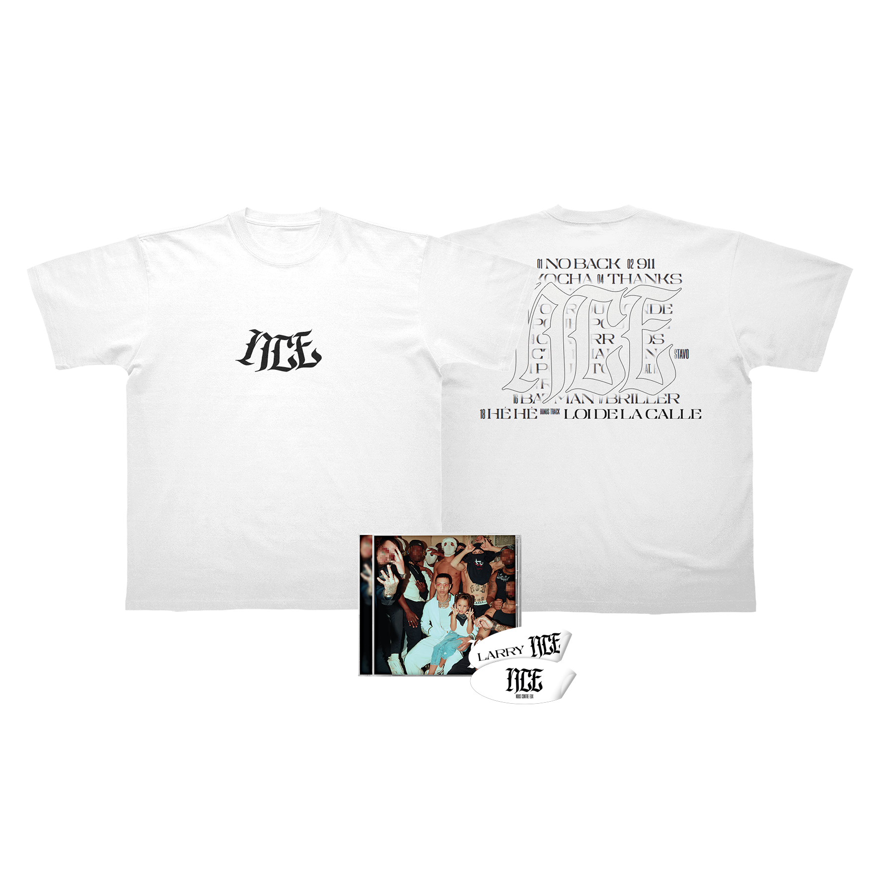 PACK CD "NCE" ÉDITION BLANCHE + T-SHIRT + STICKERS